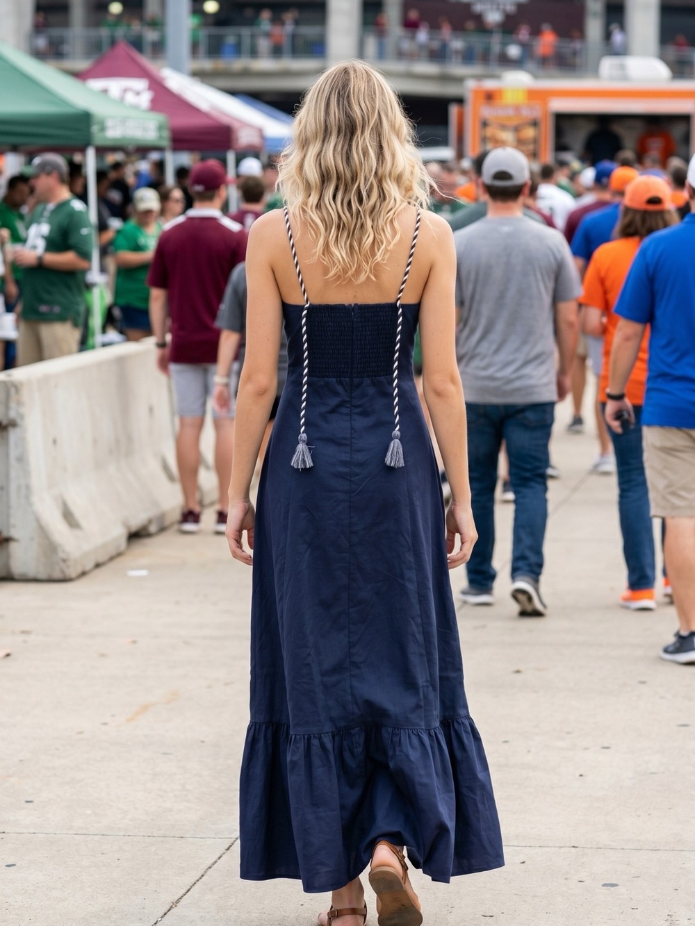 Navy Tassel-Strap Maxi Dress - Women